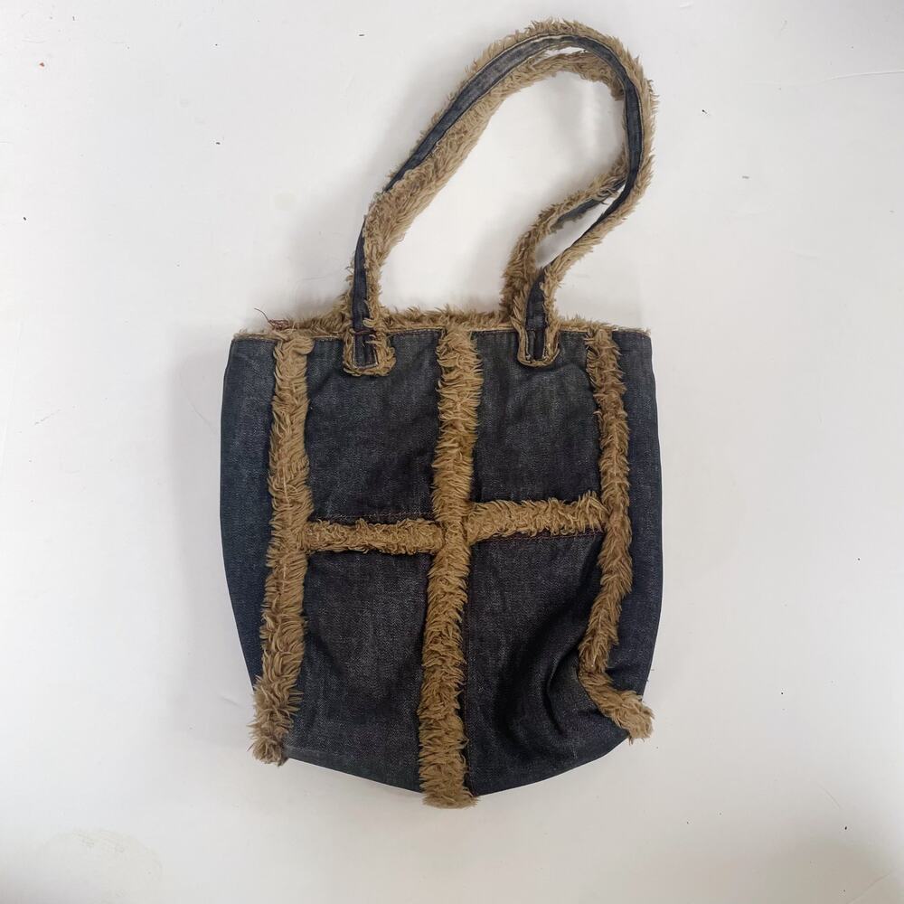 Vintage Faux Fur Denim Bag - Picture 1 of 3